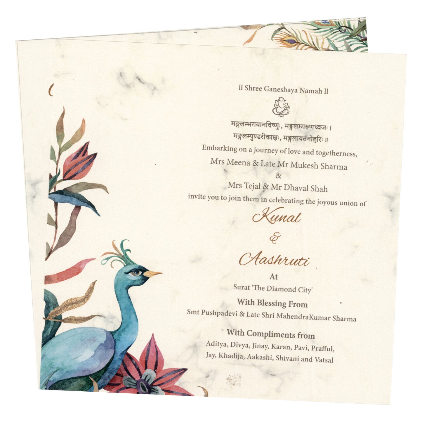 Peacock Theme Box Wedding Card | SS - 5016