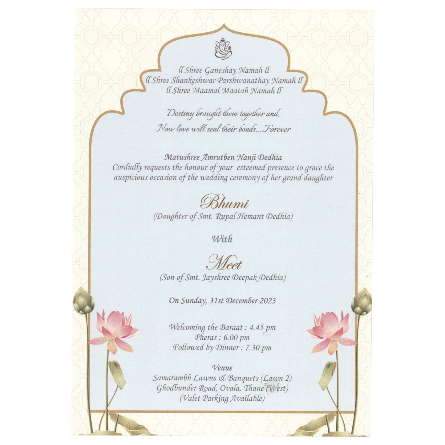 Floral Padded Thick Wedding Card | SS - 5010