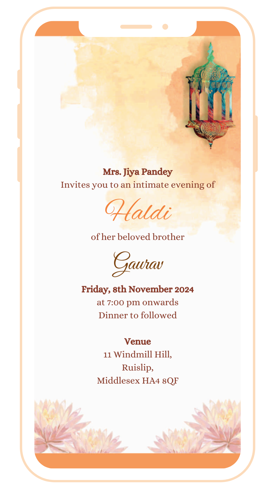 Fusion Ecard with Traditonal Wedding Elements | E-111