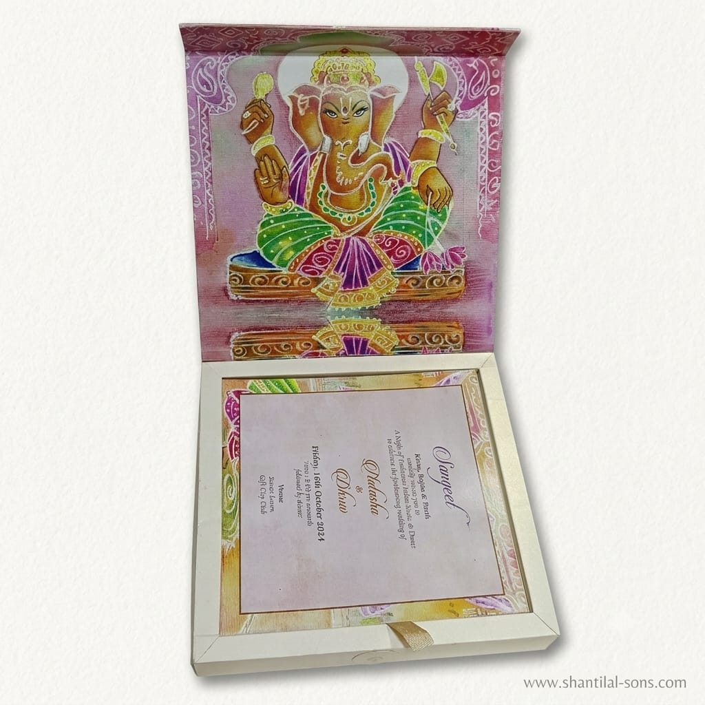 Luxury Pink Watercolour Box Wedding Invitation |SS-8094