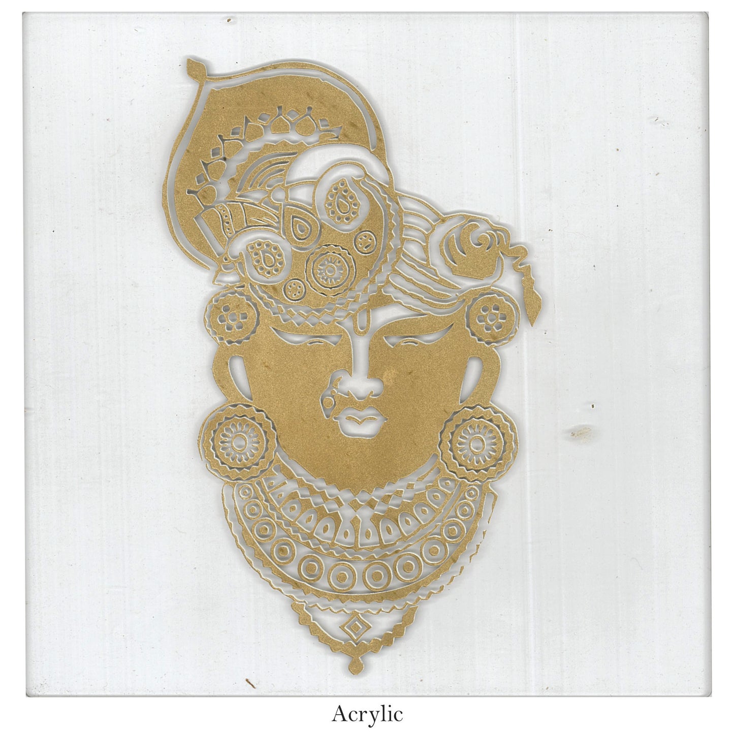 Elegant Silk Wrap: Sreenathji Printed Acrylic Card | SS - 8021
