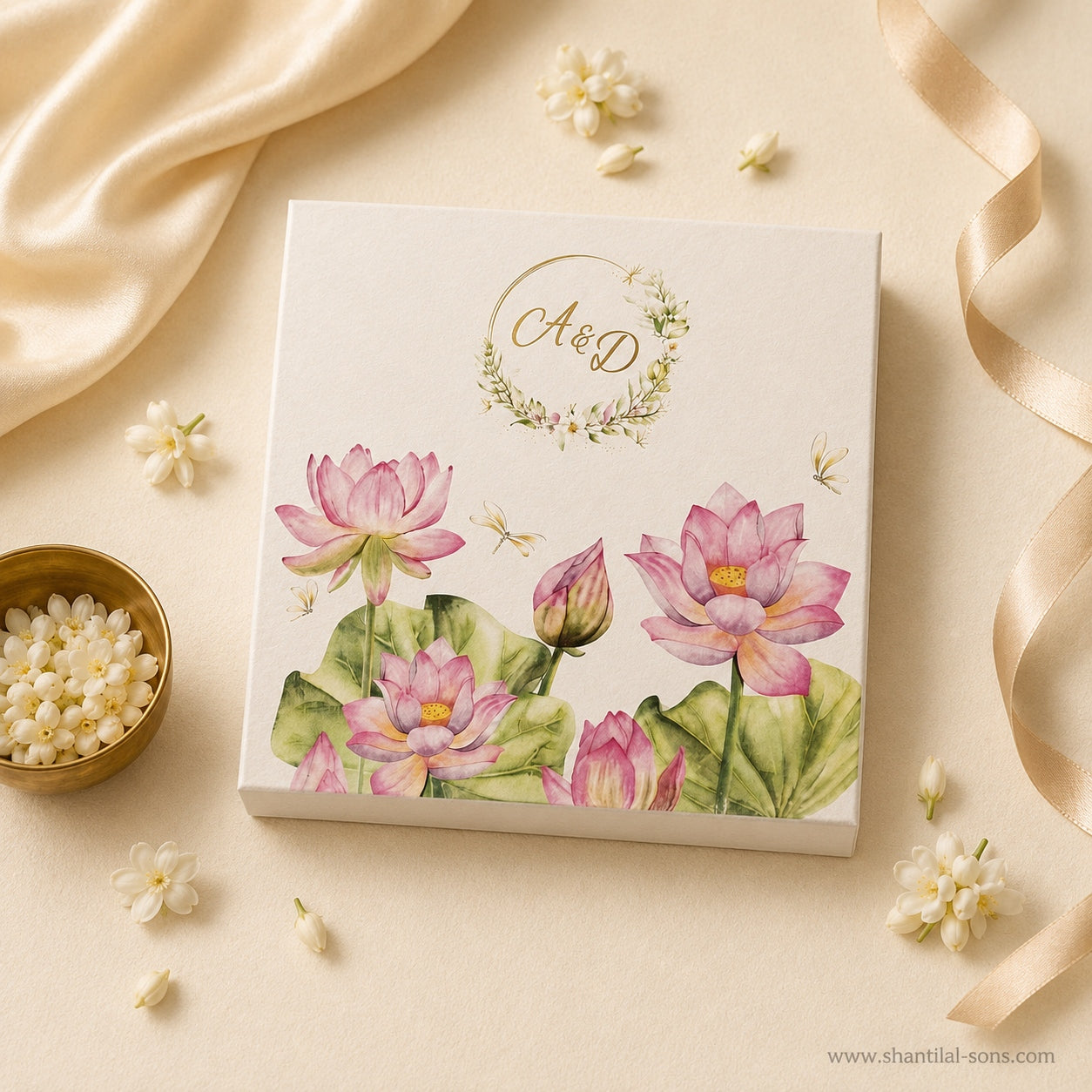 Lotus Floral Box Wedding Invitation | SS-3507