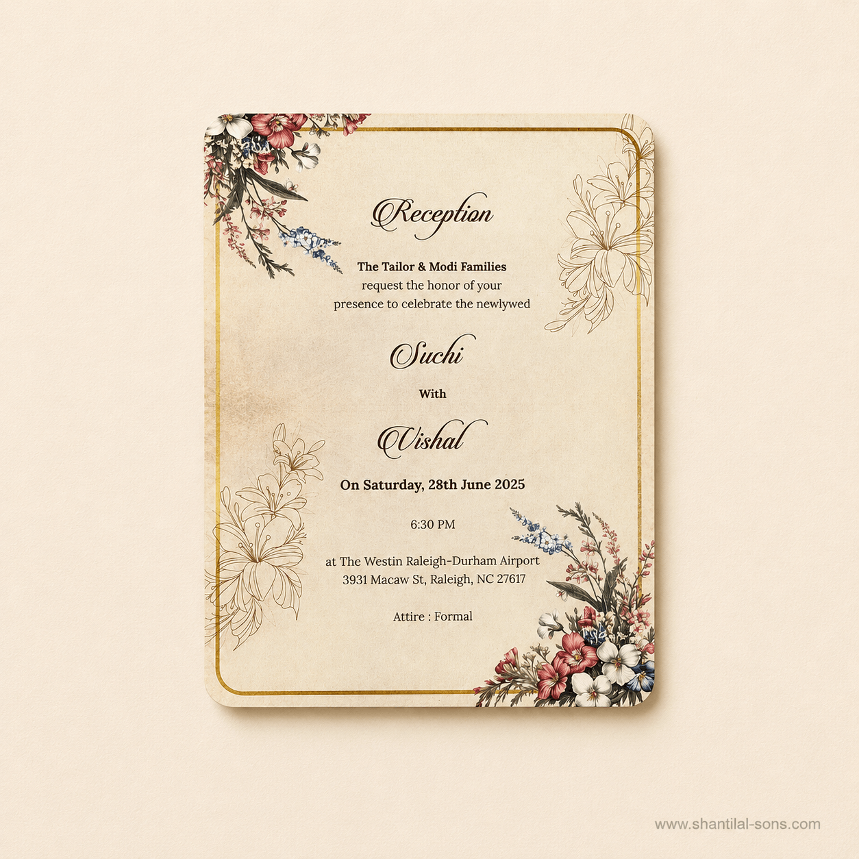 Laser Cut Floral Wedding Invitation |SS-80158