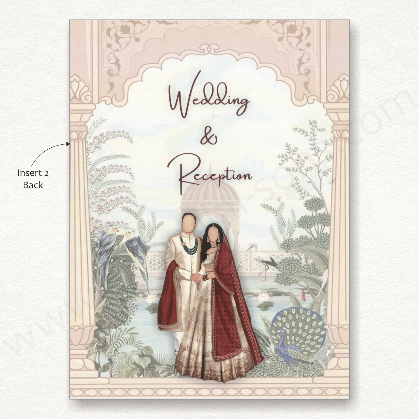 Designer Floral Wedding Card with Carricature | SS - 80152