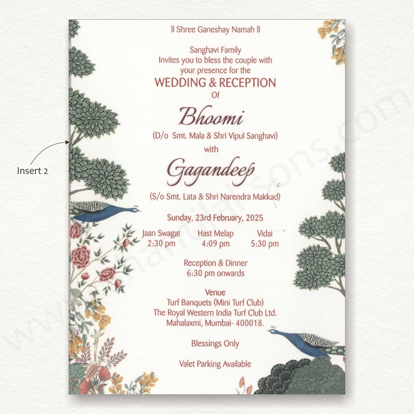 Designer Floral Wedding Card with Carricature | SS - 80152