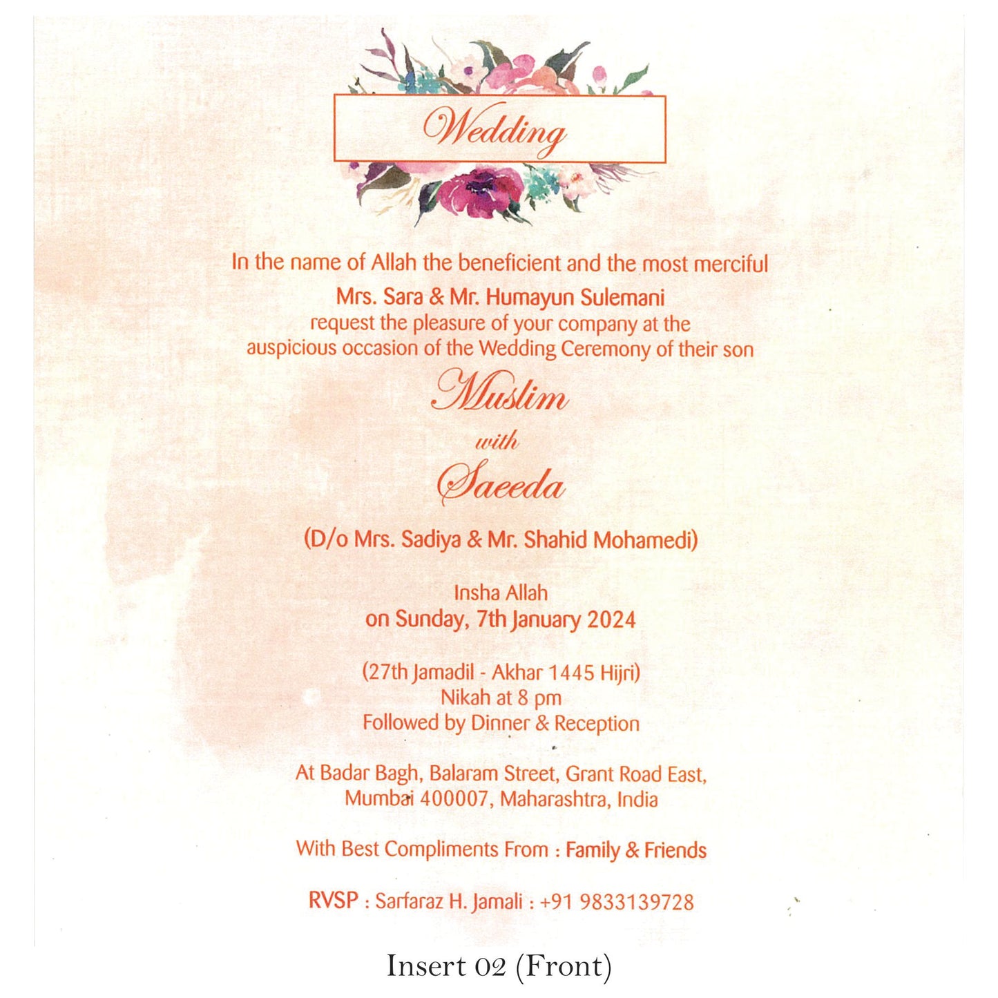 Beautiful Floral Wedding card | SS - 9019