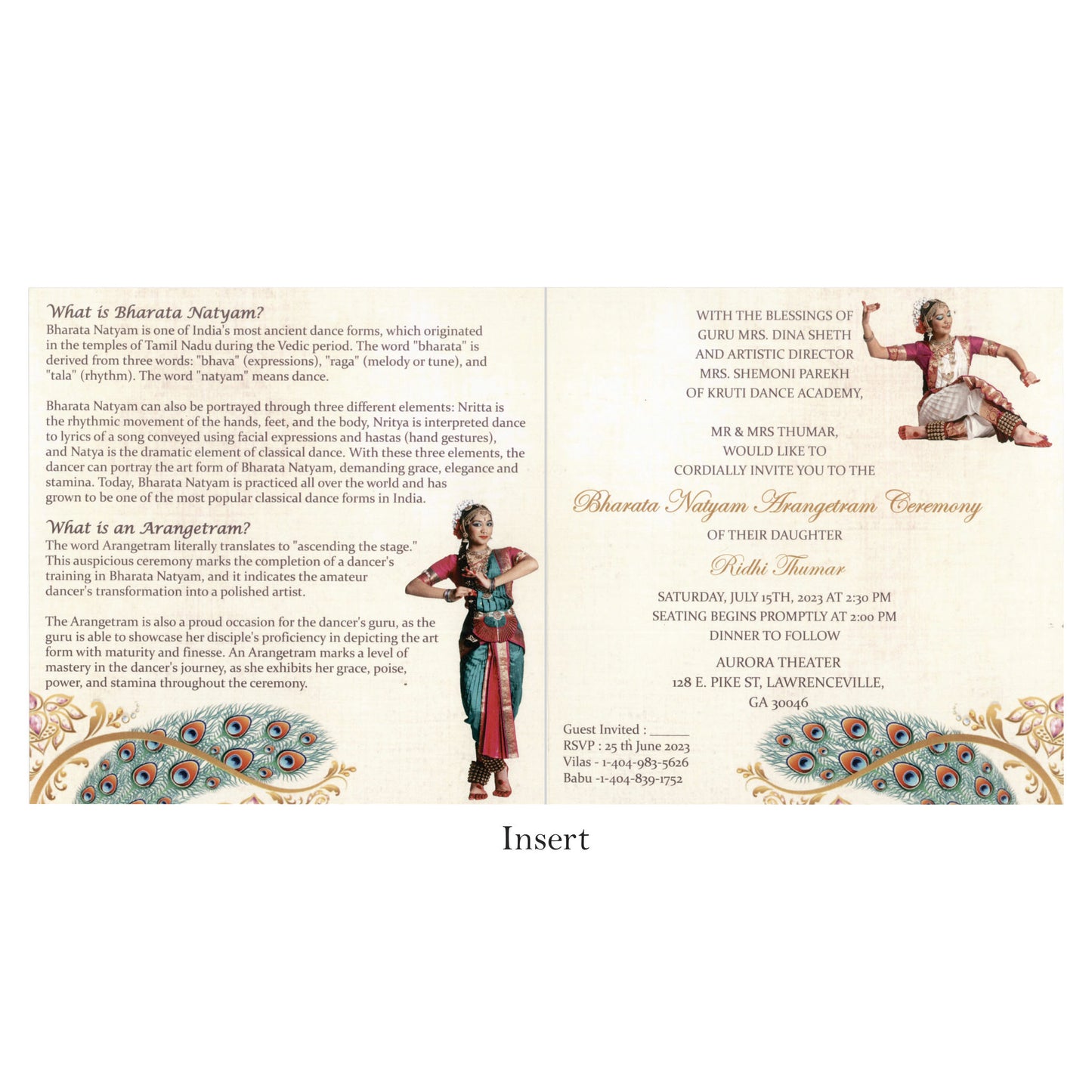 Arangetram Invitation Card | SS - 9023
