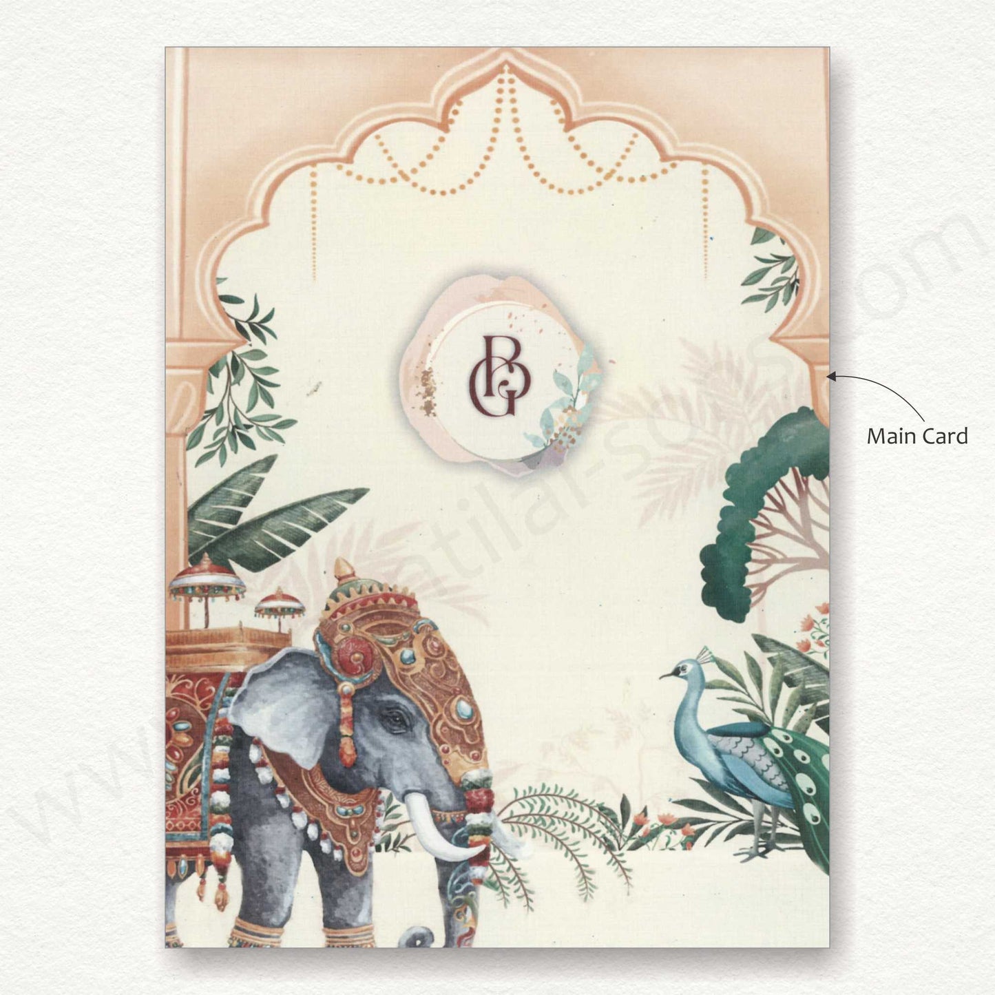 Designer Floral Wedding Card with Carricature | SS - 80152