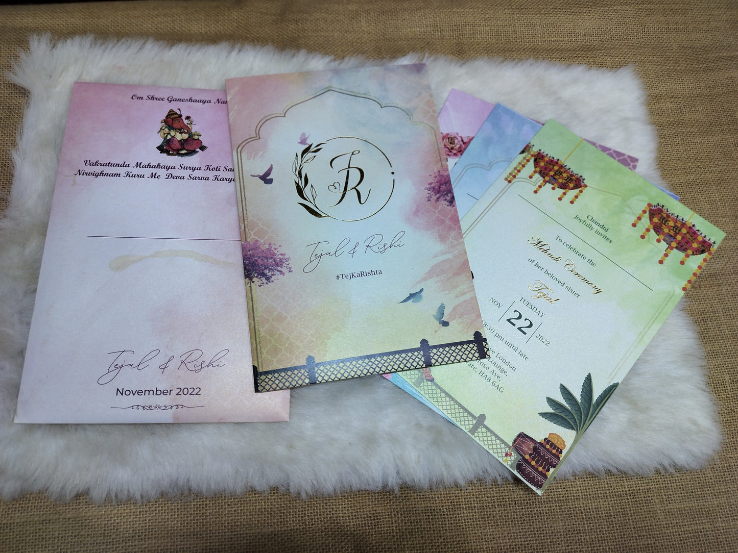 Fusion Splendor: Designer Card with Traditional Elements and Splash of Colors | SS - 8031