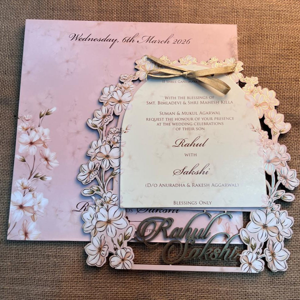 Floral Lasercut Wedding Card | SS - 577