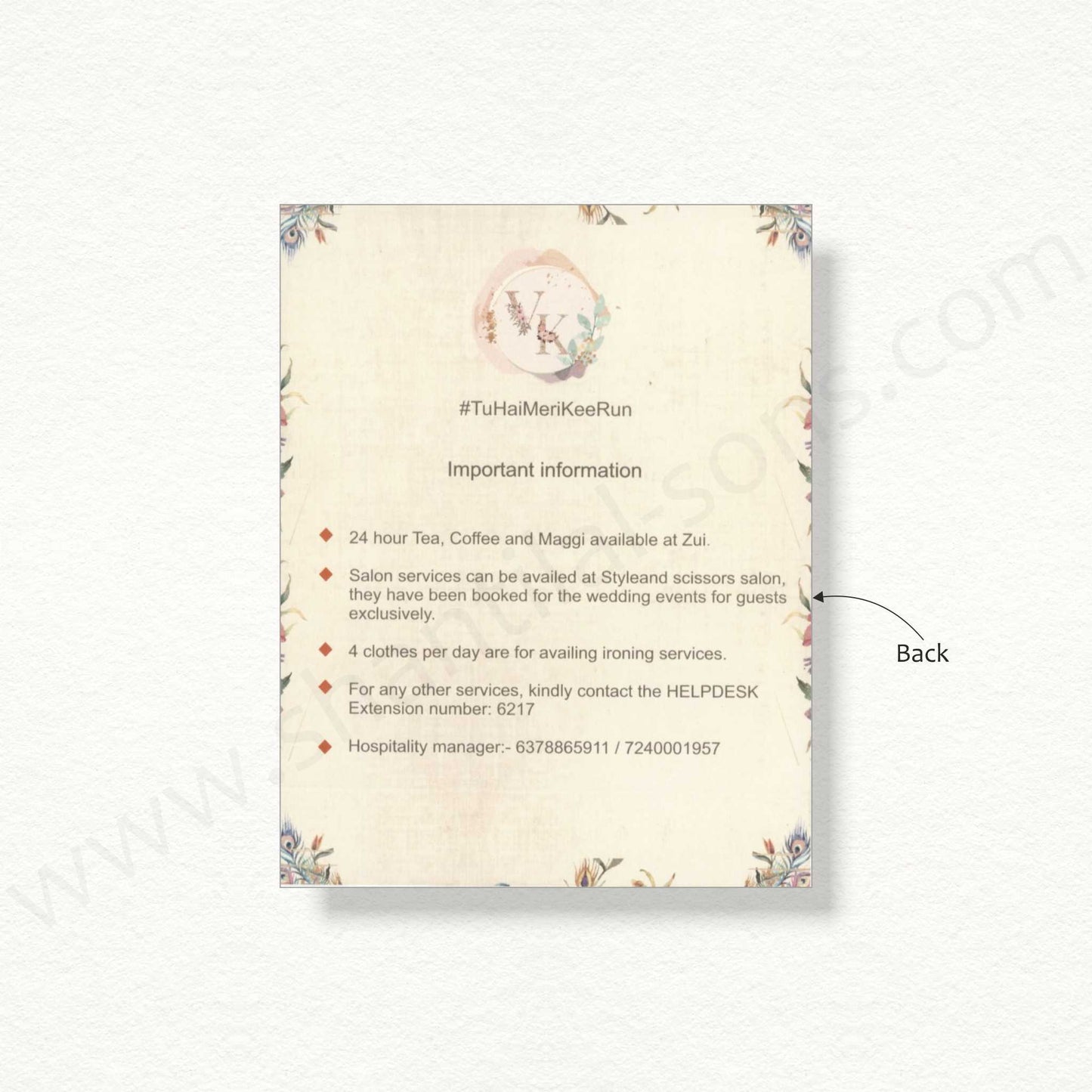 Wedding Itenary Tent | A - 11