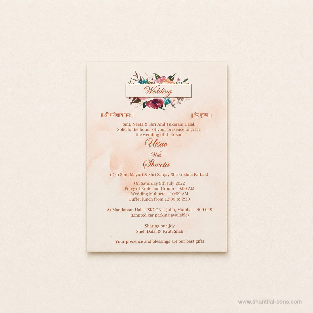 Floral Wedding Invitation | SS - 8065