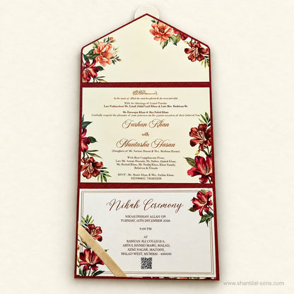 Designer Floral Handmade Paper Wedding Invitation | SS - 2004 -A