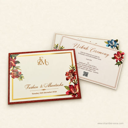 Designer Floral Handmade Paper Wedding Invitation | SS - 2004 -A
