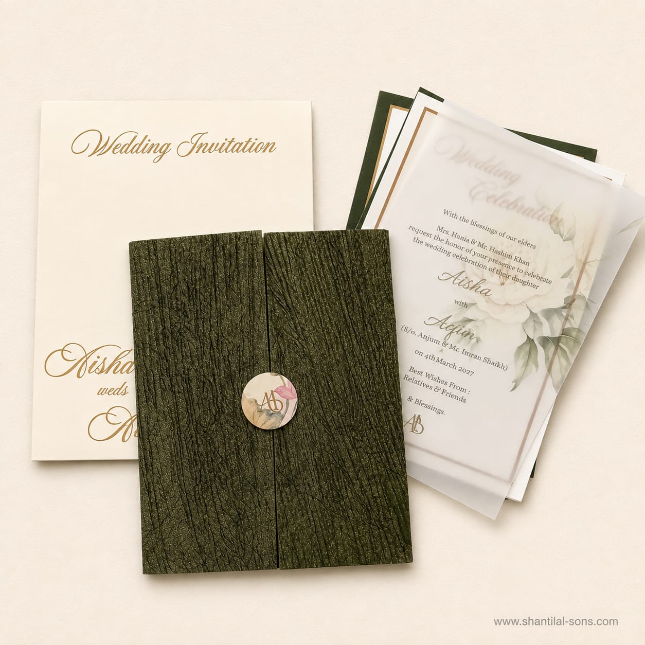 Elegant Floral Handmade Paper Wedding Invitation | SS - 2001