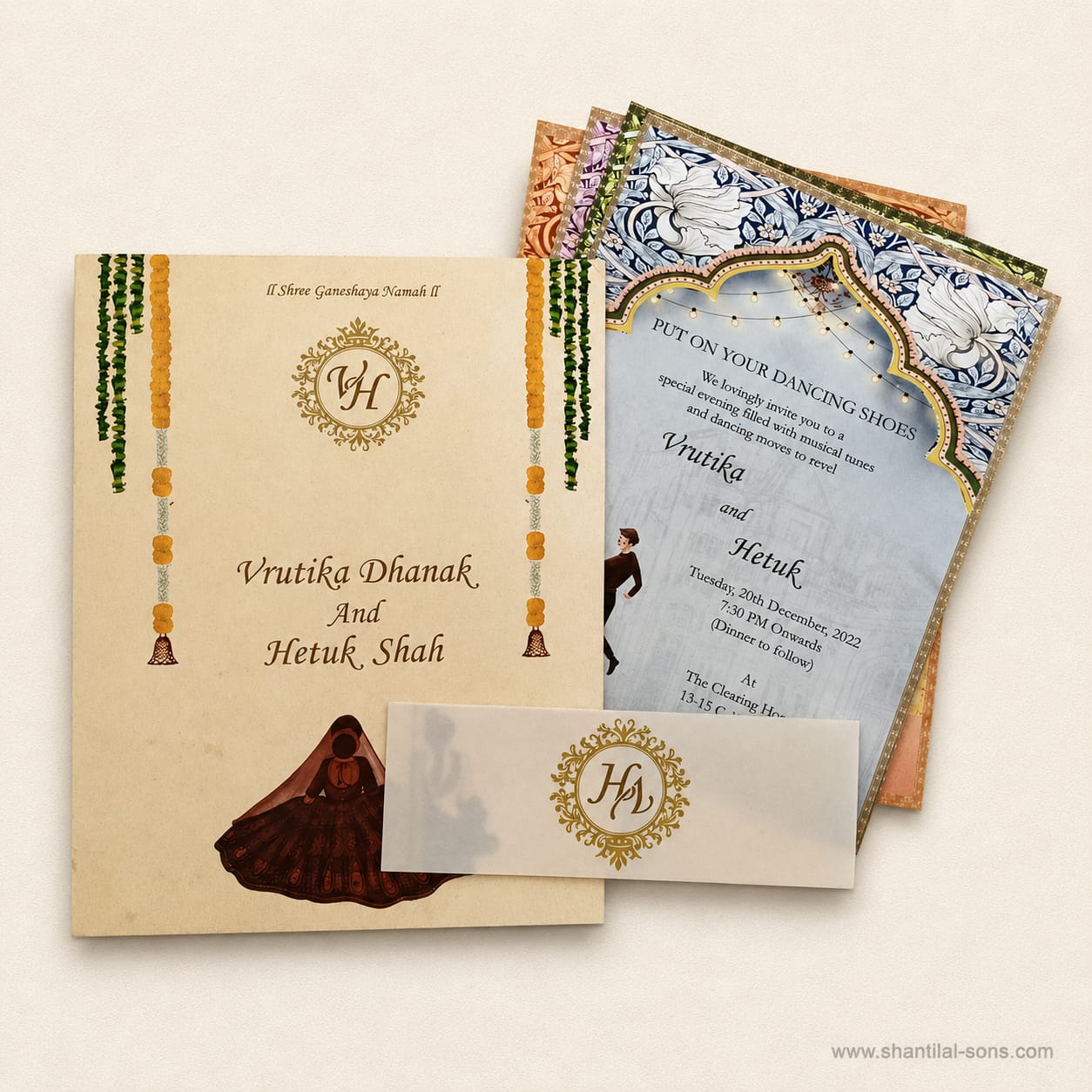 Fusion Wedding Card with Traditional Wedding Elements | SS - 8042