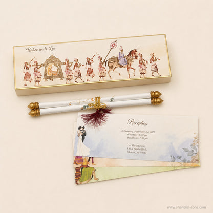 Royal Baraat Scroll Wedding Invitation |SSR-40