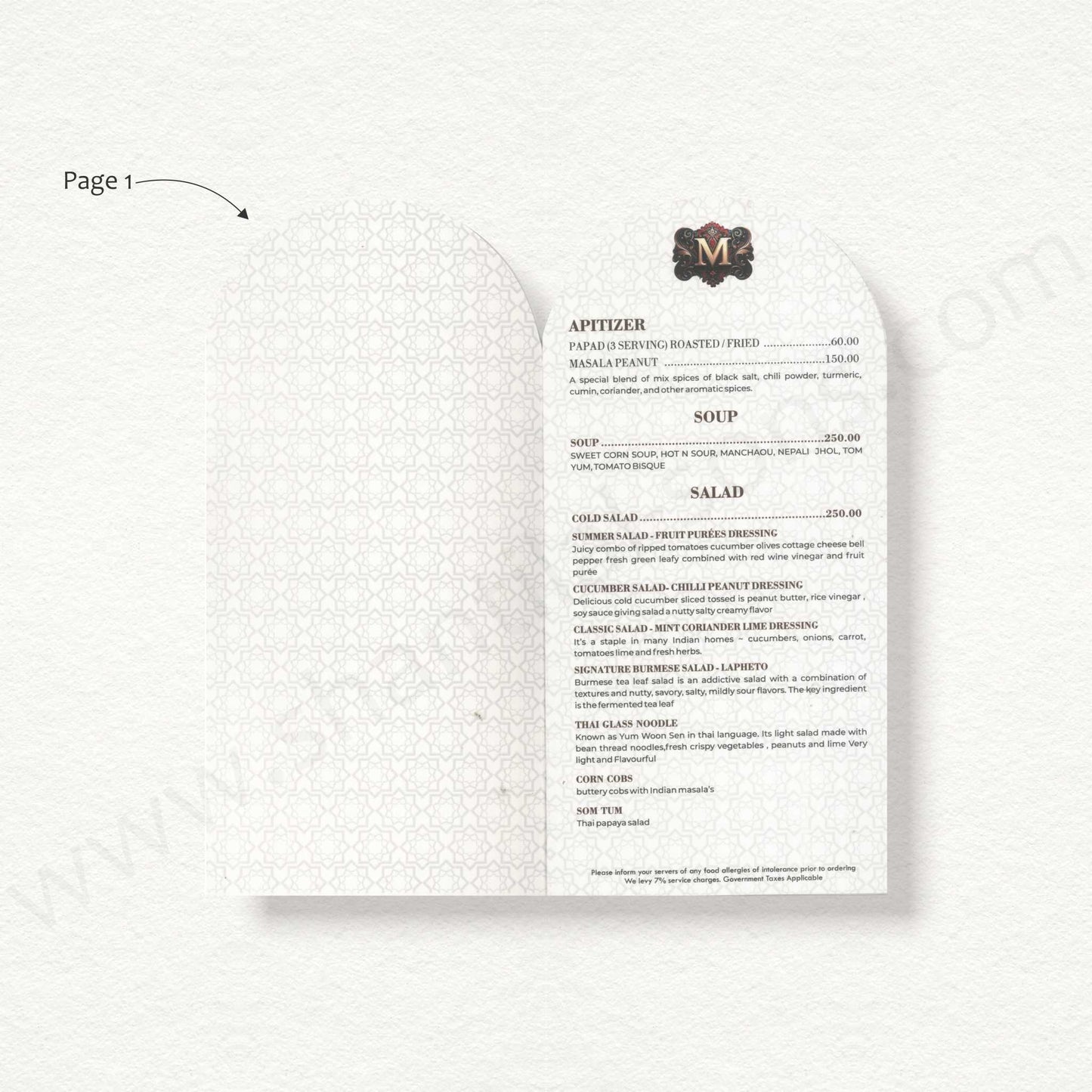 Designer Menu Card | SS A - 2