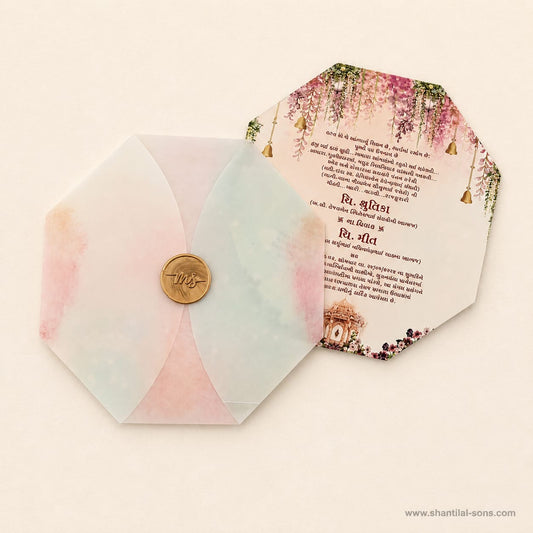 Modern Elegance: Vibrant Octagon Wedding Invitation | SS - 8019
