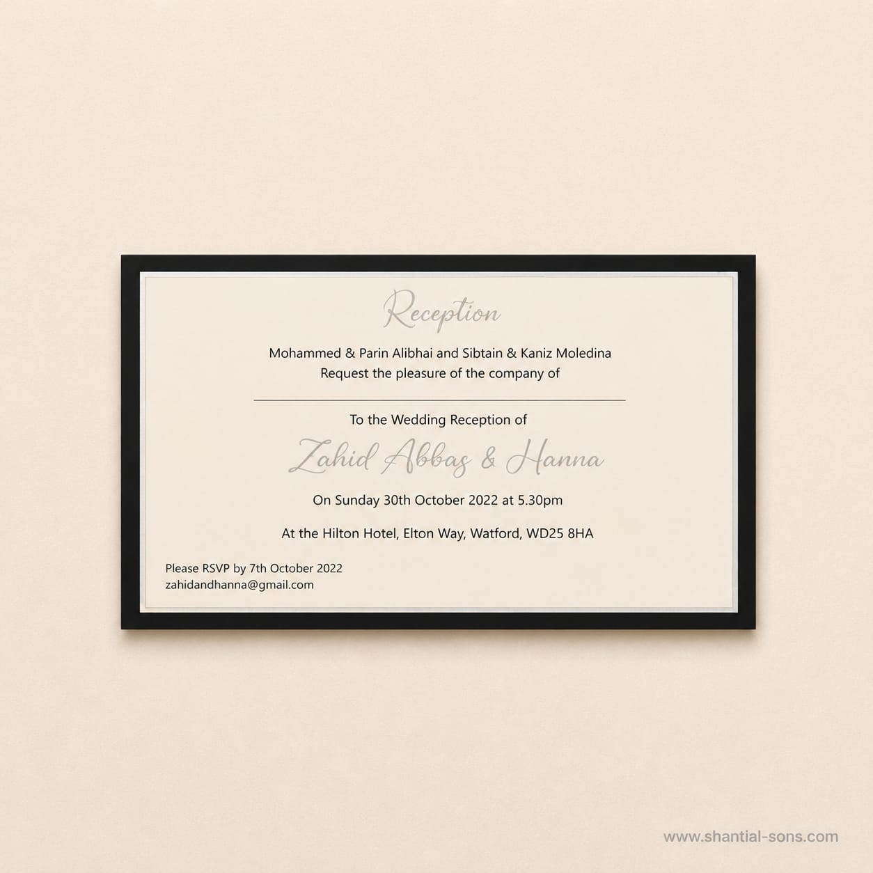Elegant Raw Silk Card with Metal Name Embellishment | SS - 8034