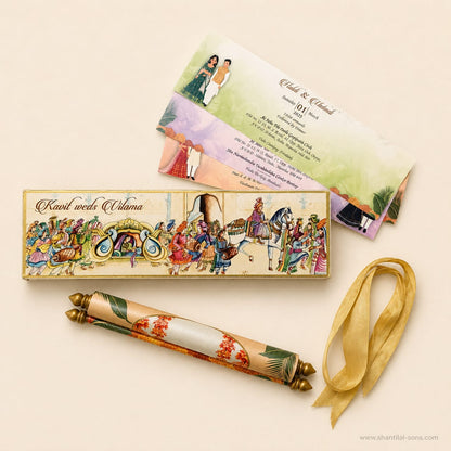Royal Baraat Scroll Wedding Invitation |SSR-49