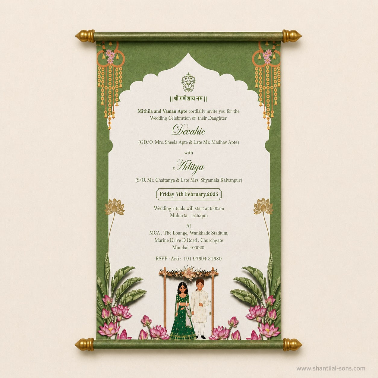 Lotus Scroll Wedding Invitation |SSR-39