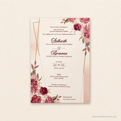 Customized Floral Wedding Card with Beautiful Initial Logo Tag | SS - 80150