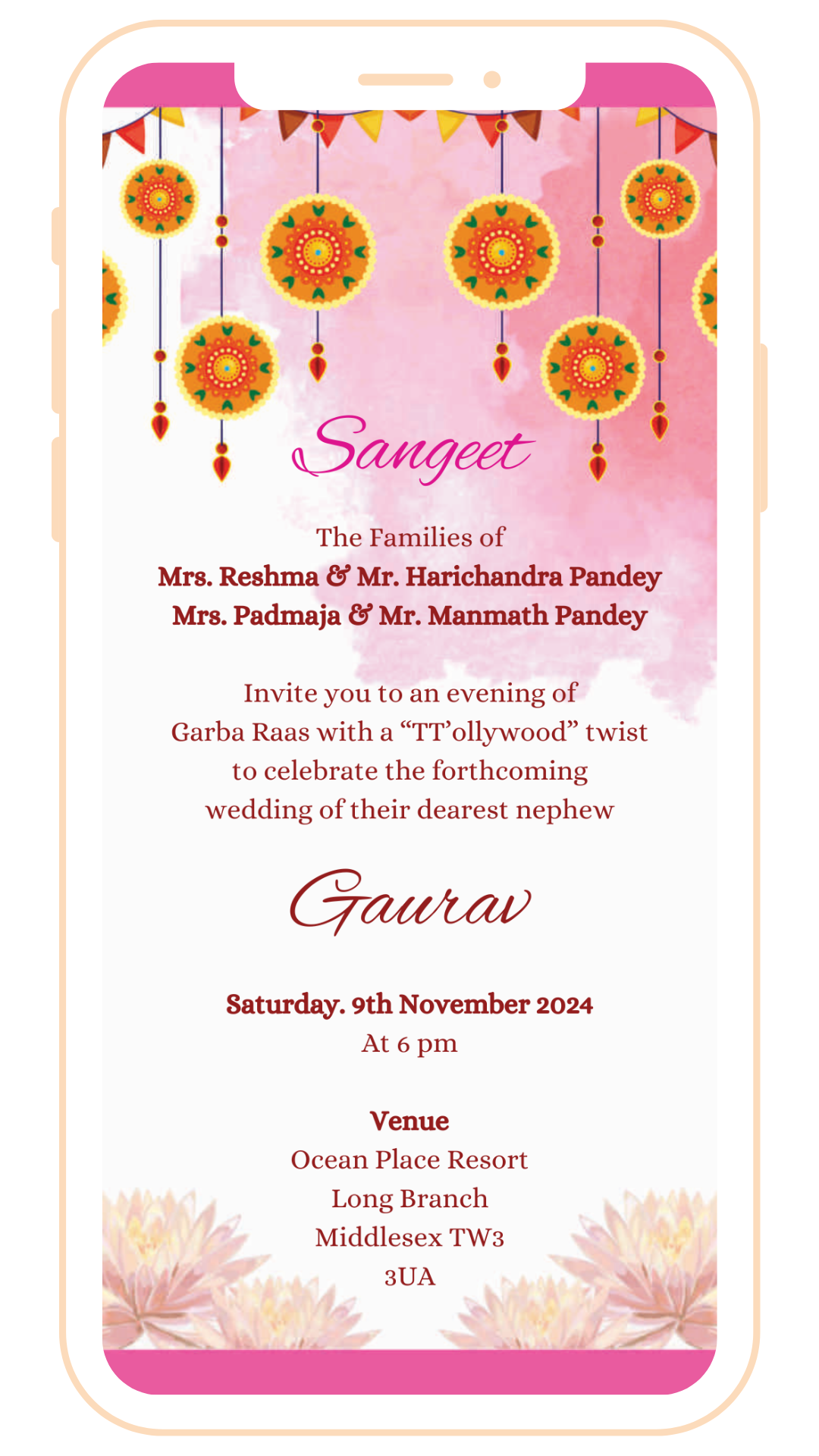Fusion Ecard with Traditonal Wedding Elements | E-111