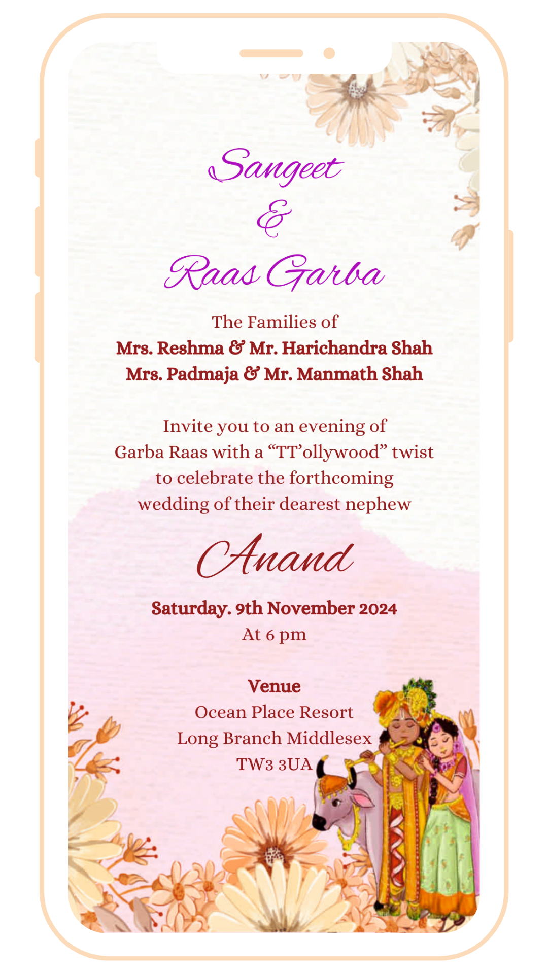 Radha KIshan Carricarture Digital Card | E-104