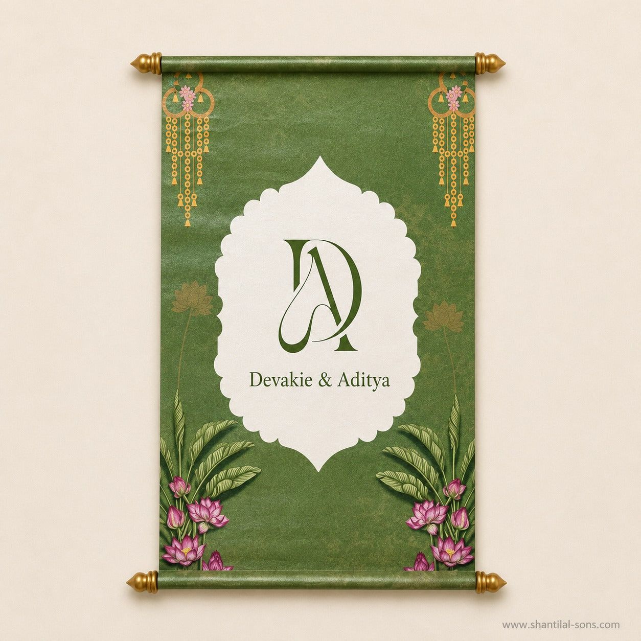 Lotus Scroll Wedding Invitation |SSR-39