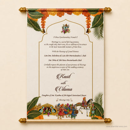 Royal Baraat Scroll Wedding Invitation |SSR-49