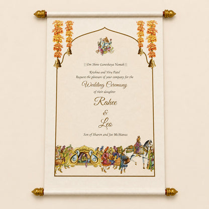 Royal Baraat Scroll Wedding Invitation |SSR-40