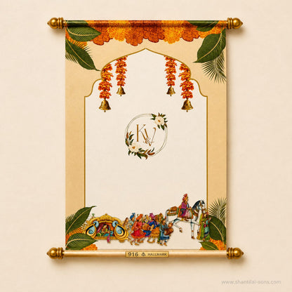 Royal Baraat Scroll Wedding Invitation |SSR-49