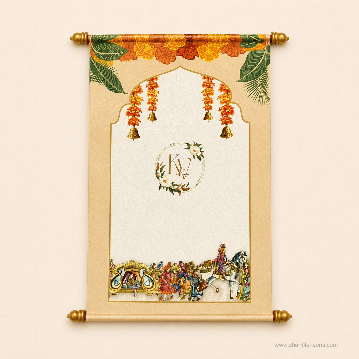 Royal Floral Scroll Wedding Invitation |SSR-44