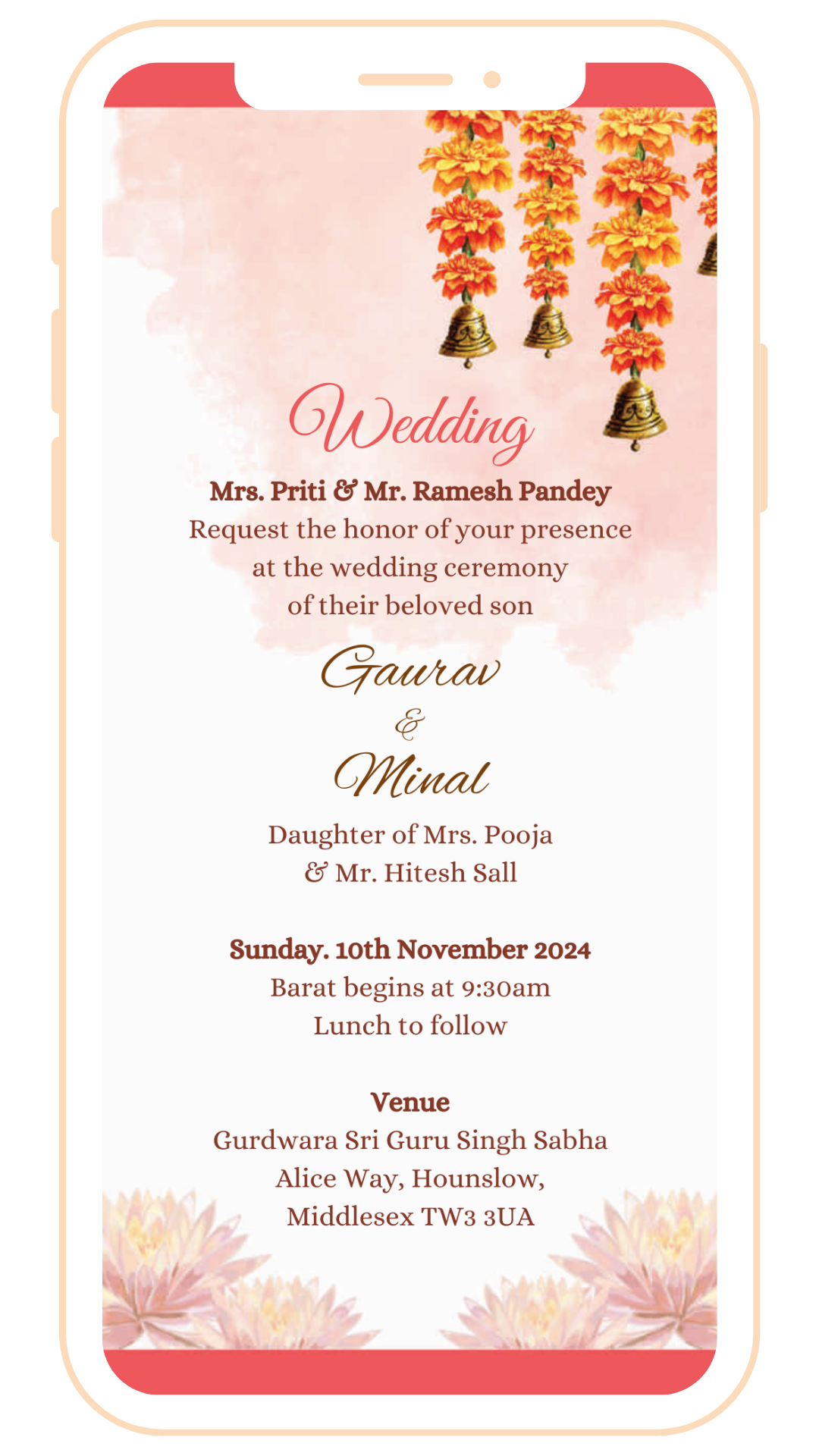 Fusion Ecard with Traditonal Wedding Elements | E-111
