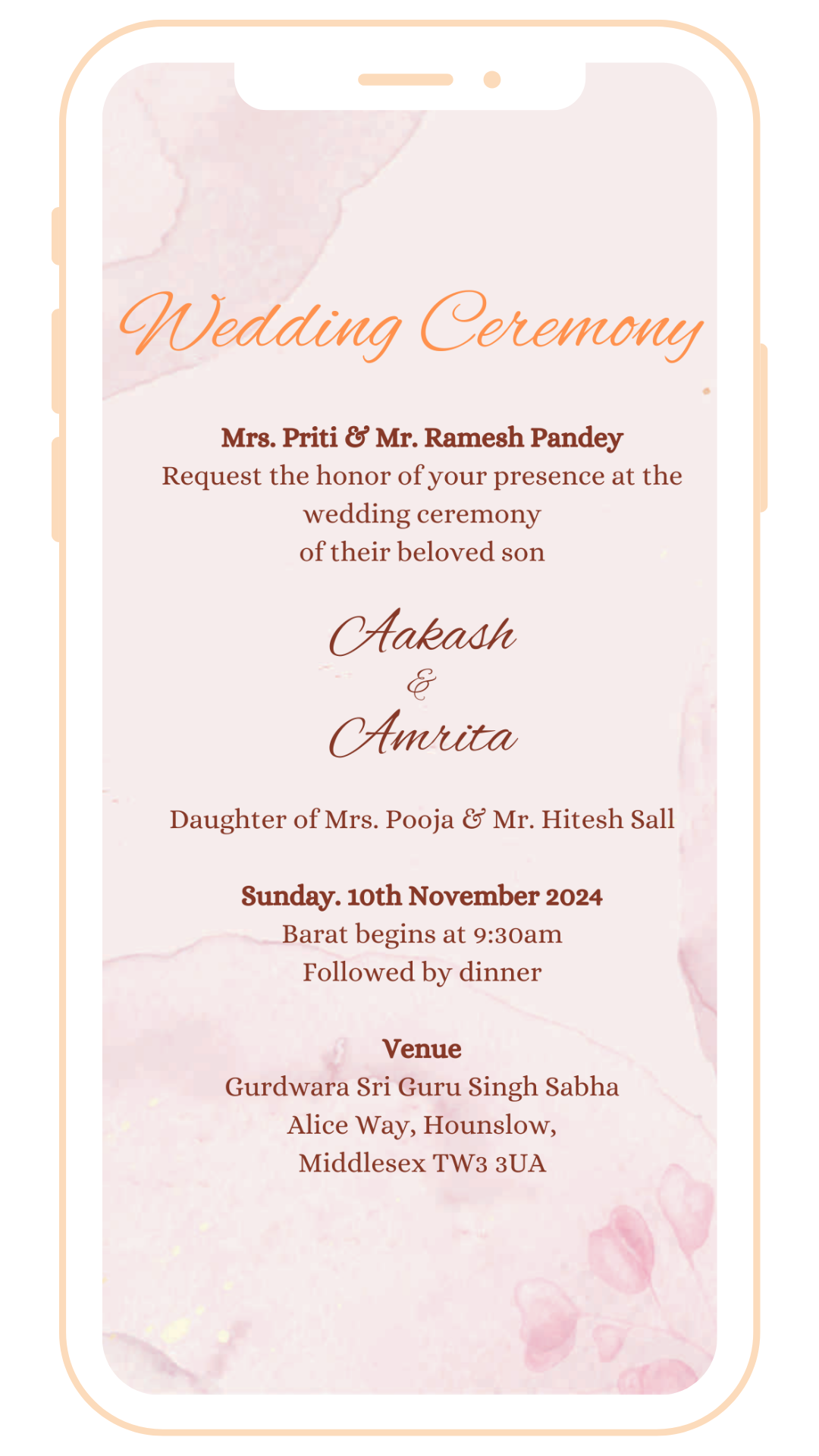 Classy Pastel Digital Einvite | E-102