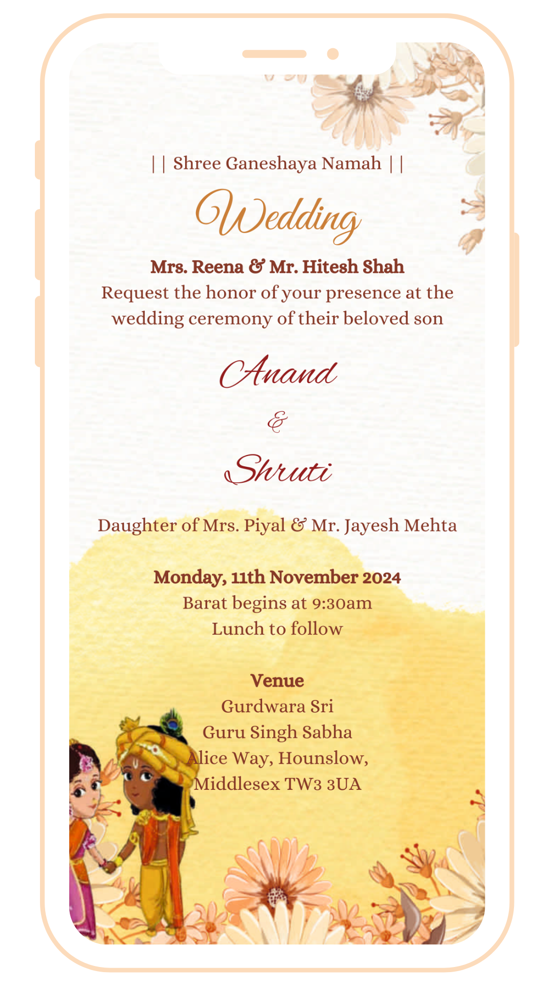 Radha KIshan Carricarture Digital Card | E-104