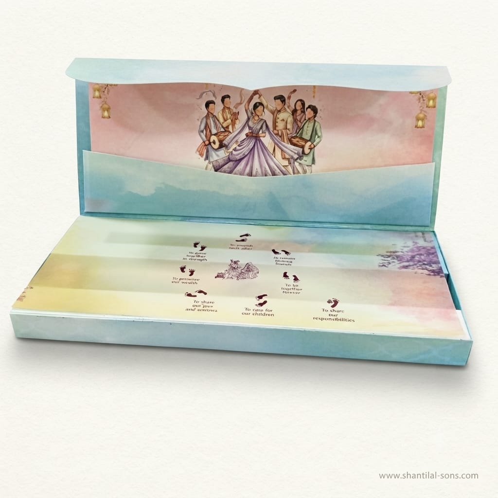Pastel Scroll Wedding Invitation Box|SS-3510