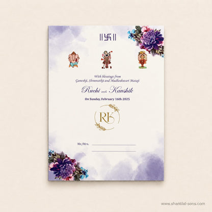 Customized Floral Wedding Card with Beautiful Initial Logo Tag | SS - 80150
