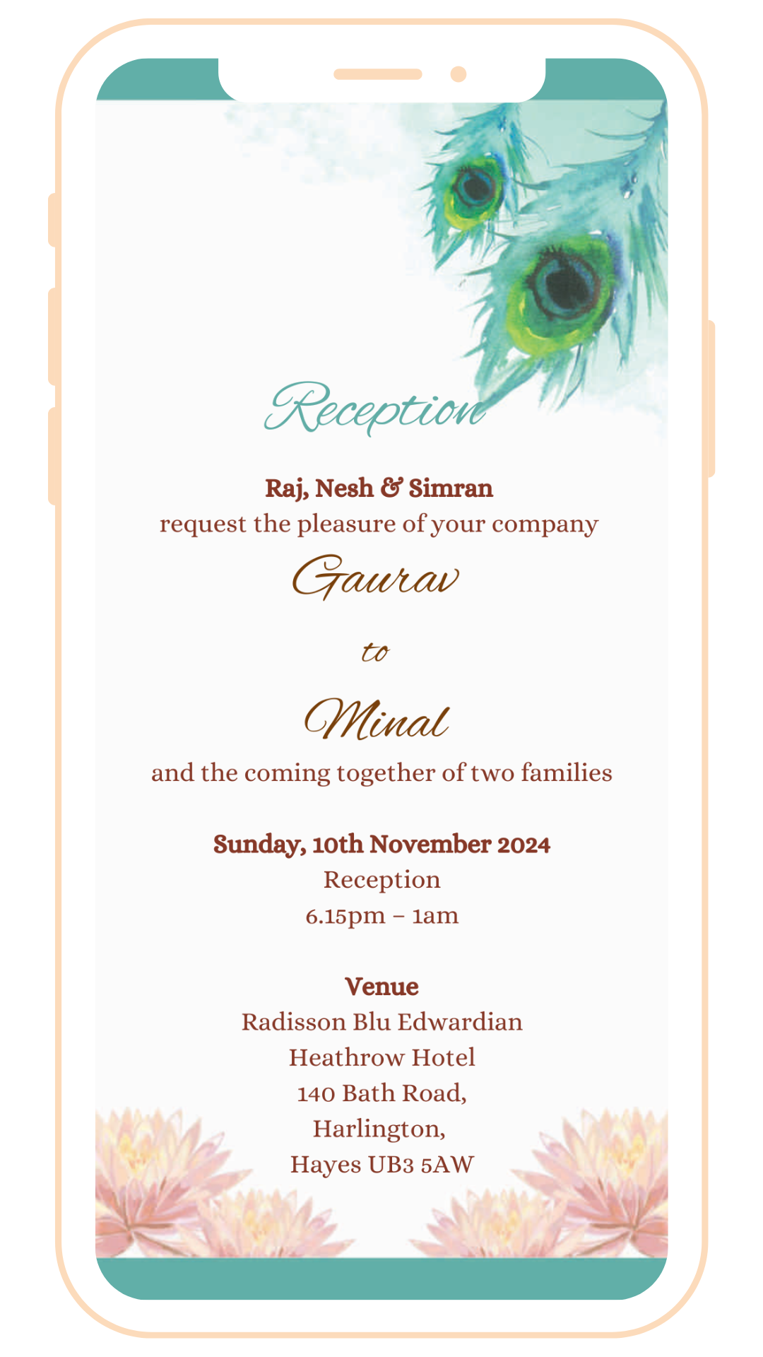 Fusion Ecard with Traditonal Wedding Elements | E-111