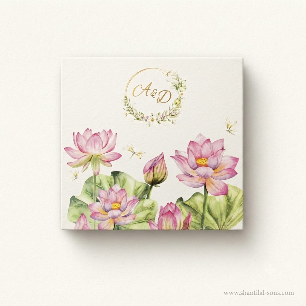 Lotus Floral Box Wedding Invitation | SS-3507