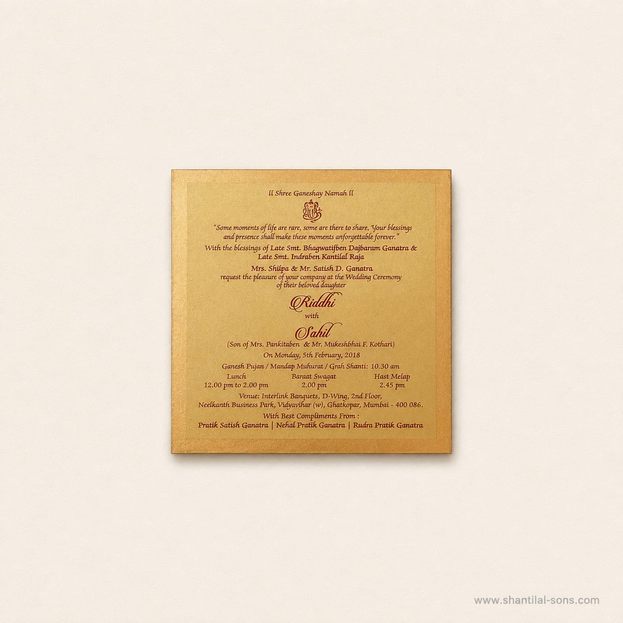 Royal Wedding Invitation | SS - 2054