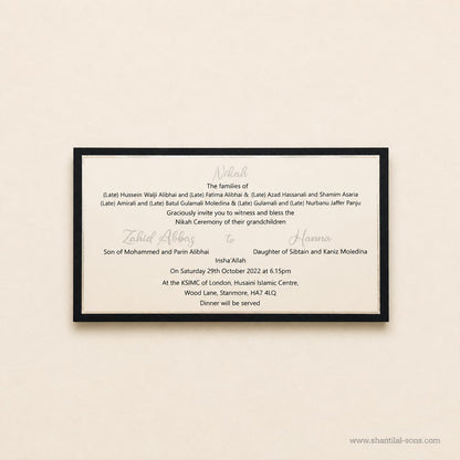 Elegant Raw Silk Card with Metal Name Embellishment | SS - 8034