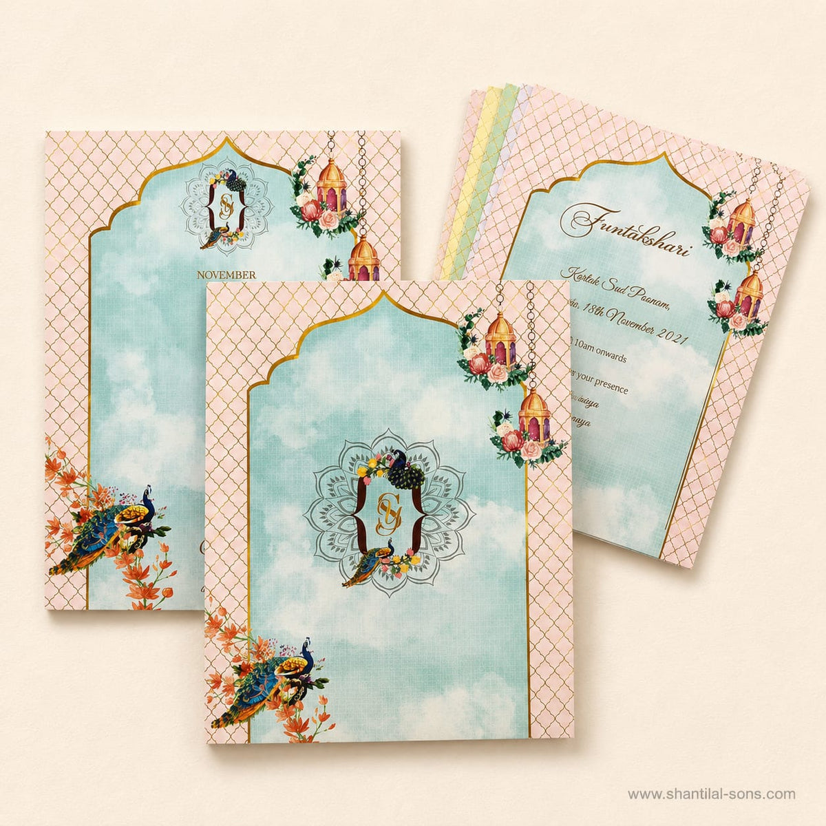 Serene Peacock & Floral Theme Card | SS - 8008