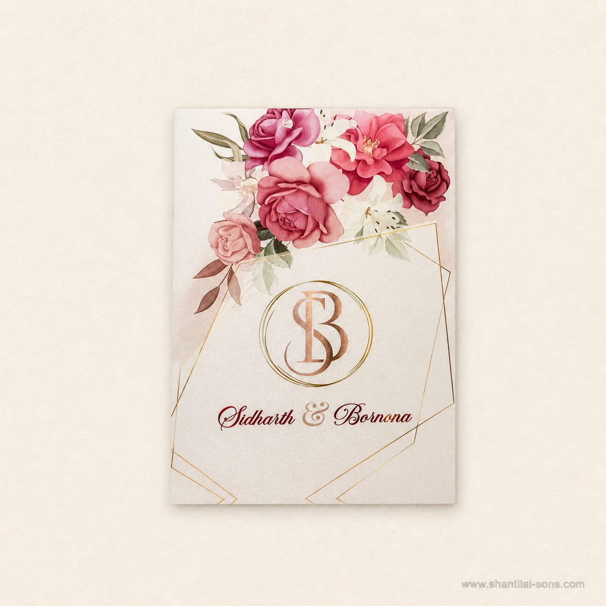 Customized Floral Wedding Card with Beautiful Initial Logo Tag | SS - 80150