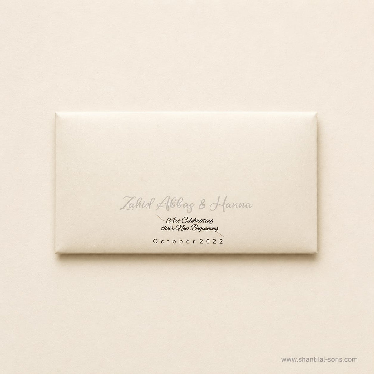 Elegant Raw Silk Card with Metal Name Embellishment | SS - 8034