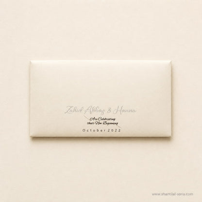 Elegant Raw Silk Card with Metal Name Embellishment | SS - 8034