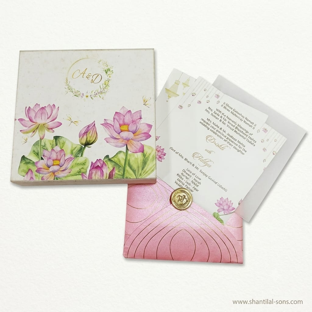 Lotus Floral Box Wedding Invitation | SS-3507