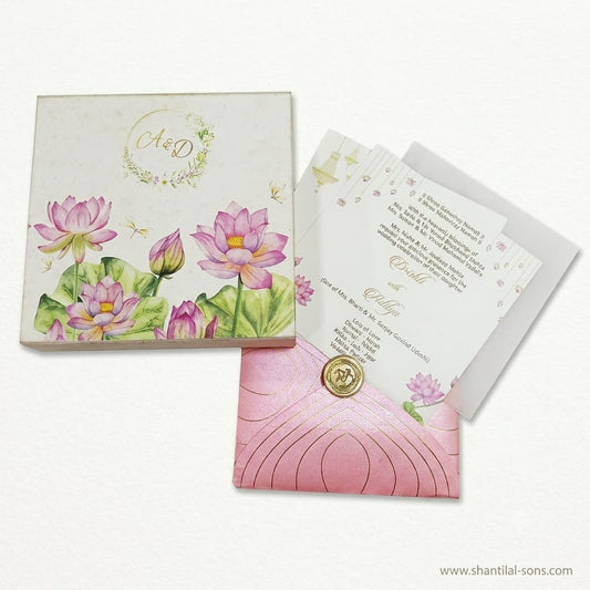 Lotus Floral Box Wedding Invitation | SS-3507