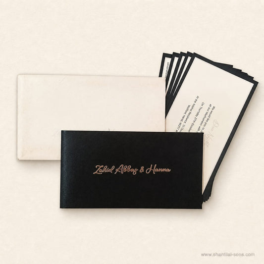 Elegant Raw Silk Card with Metal Name Embellishment | SS - 8034